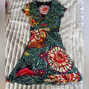 Desigual Floral Dress - Teal & Multicolor